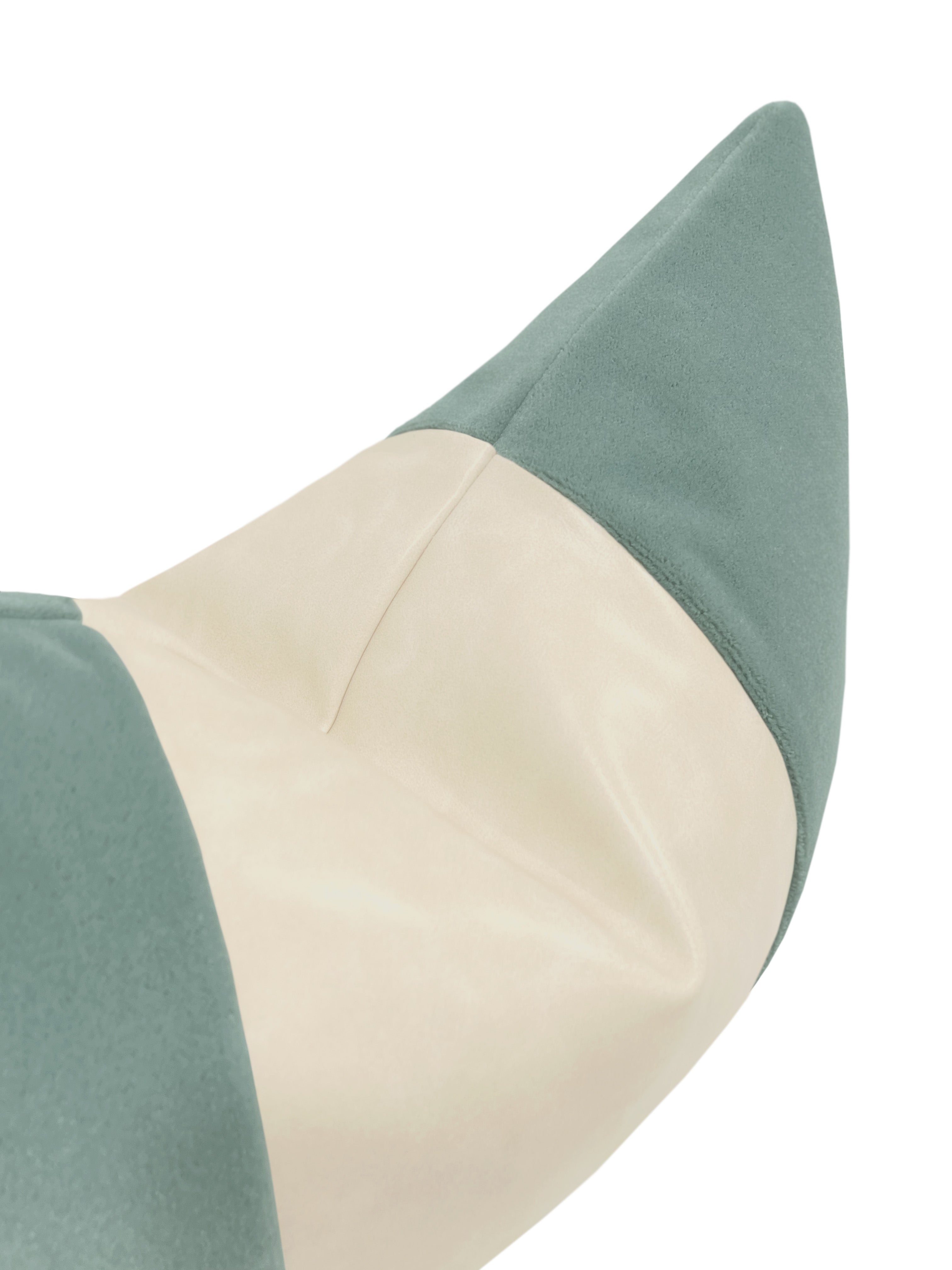 THE LITTLE LUMBAR :: MOHAIR VELVET // CERULEAN BLUE + FAUX LEATHER // ALABASTER - LITTLE LUMBAR 12" X 18" - Image 2