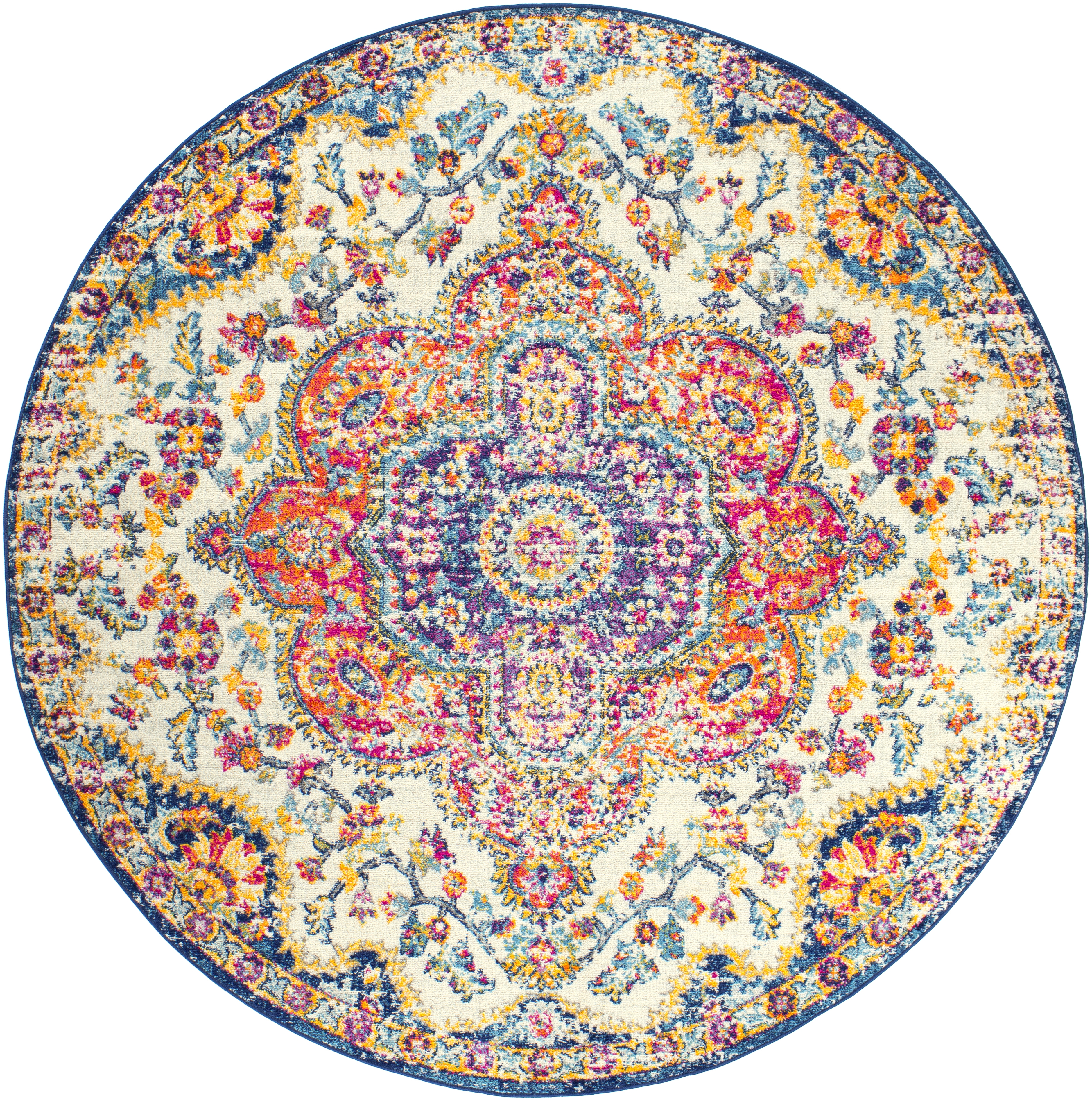 Elaziz Beige Indoor 7'10" x 7'10" Machine Woven Rug - Image 0