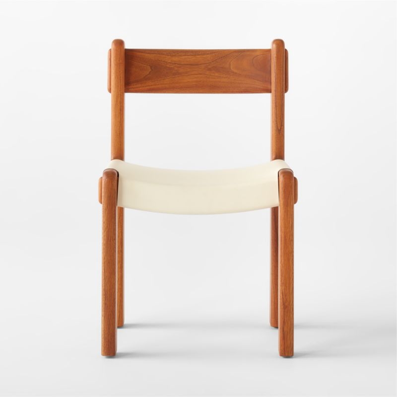 Kinsey Wood and White Leather Dining Chair - Image 1