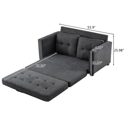 Disassembly And Assembly Of Back Pull Point Double Sofa Bed Grey Sofa Bed Simple Nordic Style 148 * 74 * 81cm Solid Wood Soft Bag - Image 0
