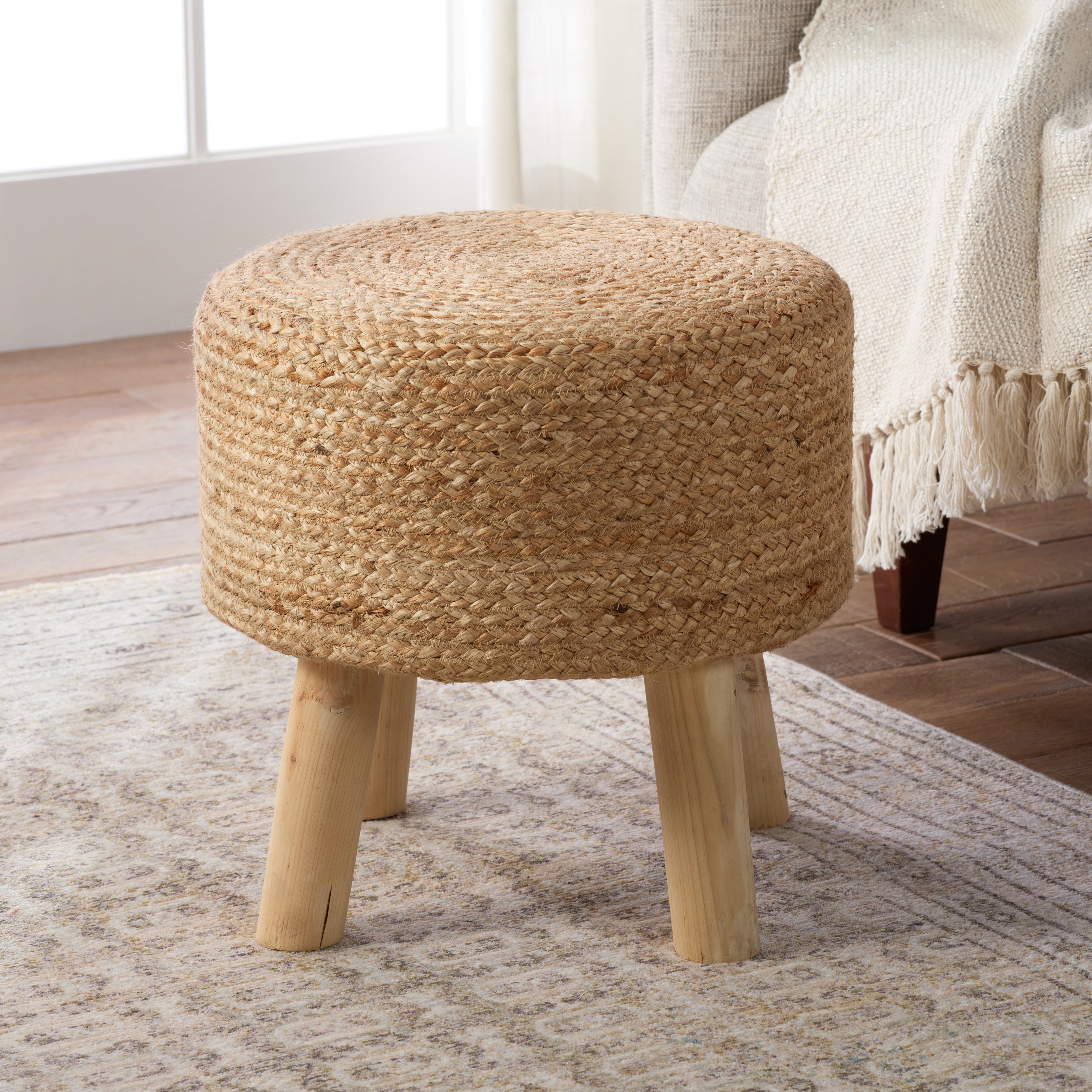 Thora Brown Jute Stool - Image 2