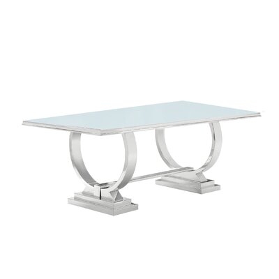 Antoine Rectangle Dining Table White And Chrome - Image 0