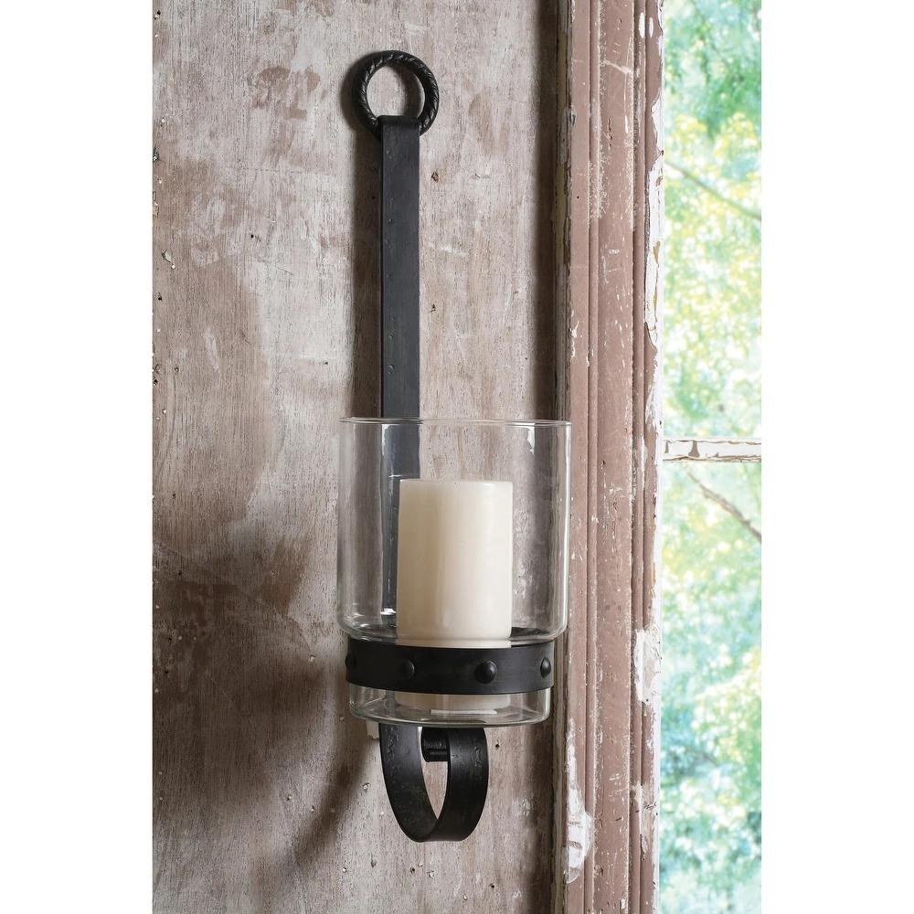 Glass & Metal Wall Sconce Candle Holder - Image 1