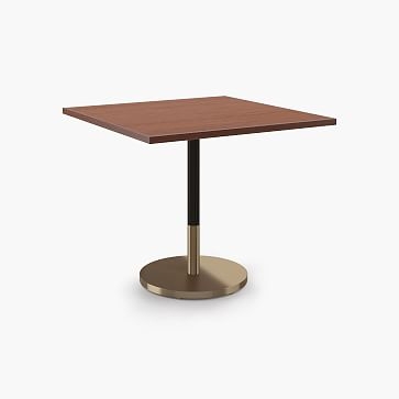Restaurant Table, Top 36" Square, Dark Walnut, Dining Ht Orbit Base, Bronze/Brass - Image 2