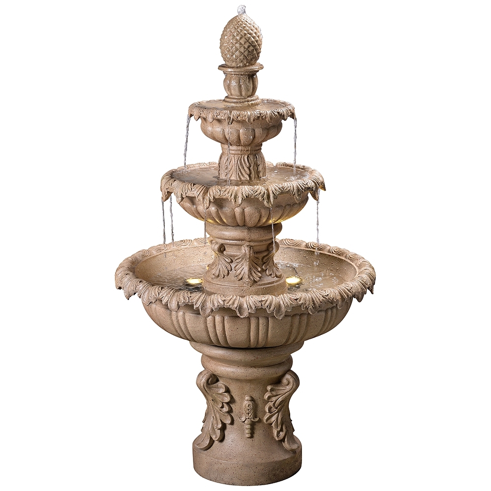 John Timberland Ibiza 46" 3-Tiered Sandstone Finish Fountain with LED - Image 0