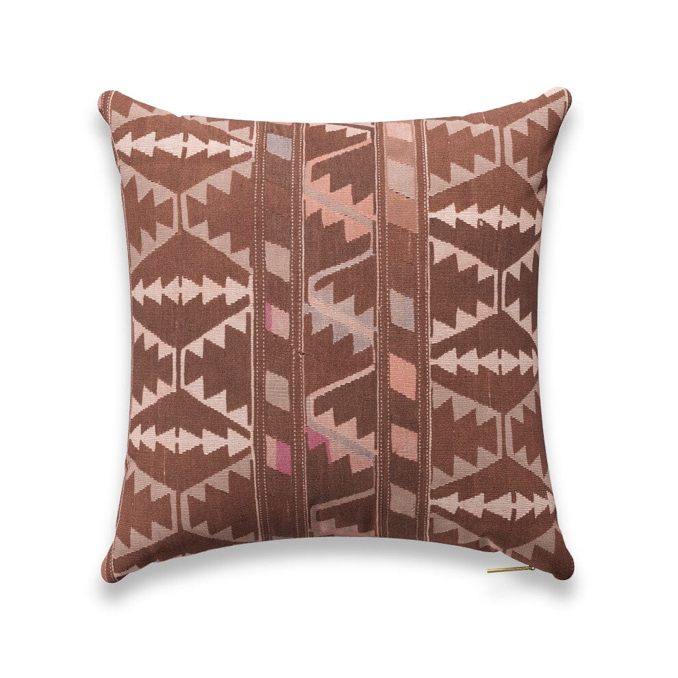 Toffee Cross Kilim Pillow by St. Frank | Brown | 22" W x 22" H | Cotton/Linen - Image 0