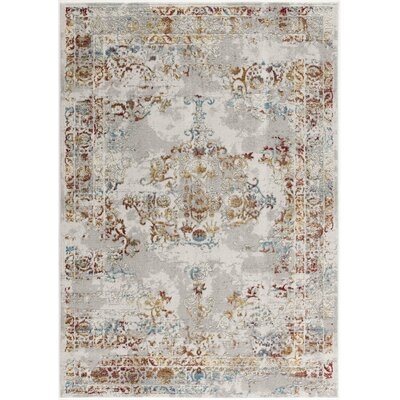 Traxler Abstract Gray/Red/Beige Area Rug - Image 0