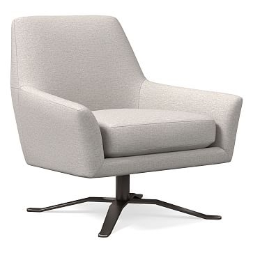Lucas Swivel Base Chair, Poly, Twill, Sand, Burnished Bronze - Image 0