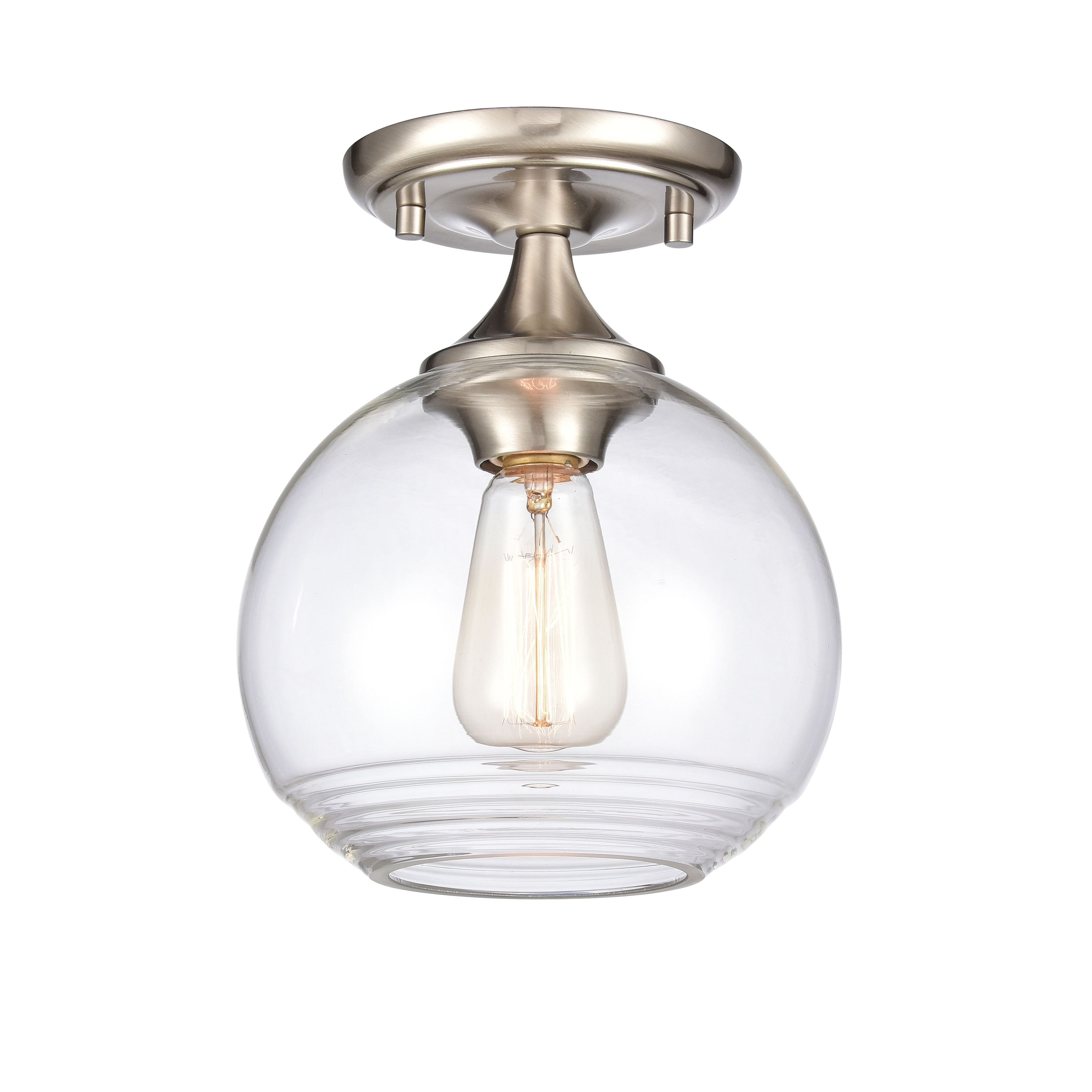 Angie 8'' Wide 1-Light Semi Flush Mount - Satin Nickel - Image 0