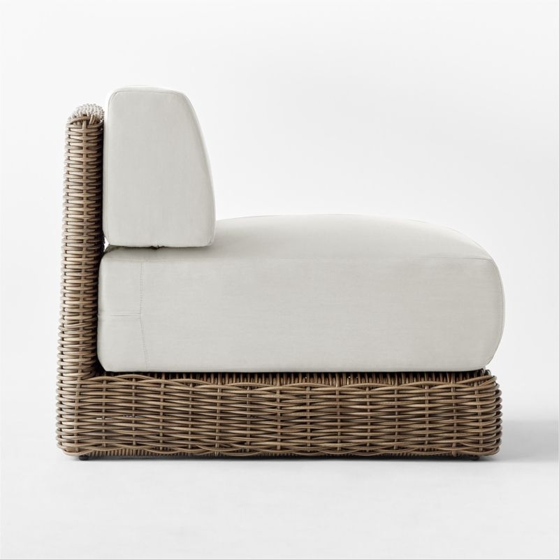Maylin All-Weather Rattan Outdoor Armless Chair with Warm White Sunbrella® Cushions - Image 1