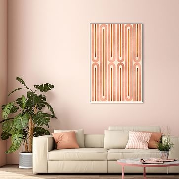 Oliver Gal Retro Lines 24x36 Orange Framed Art - Image 3