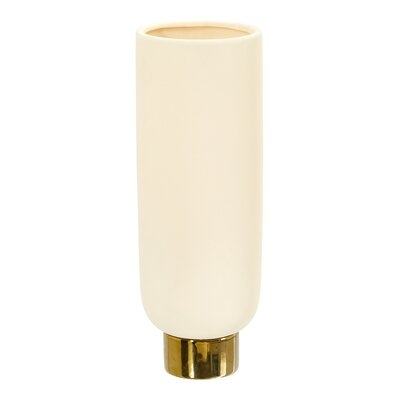 12.75In. Elegance Ceramic Cylinder Vase With Gold Accents - Image 0