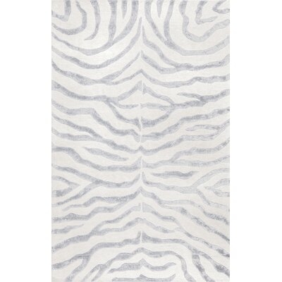 Fathima Animal Print Hand Tufted Wool Gray Area Rug - Image 0
