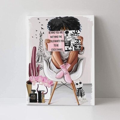 African American Wall Art Fashion Black Woman Queen Painting Home Decor For Bedroom Living Room Black Wall Art Woman Gifts Framed Ready To Hang12x16inch - Image 0