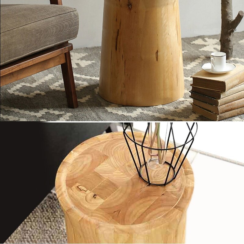 Niemi Solid Wood Drum End Table - Image 3