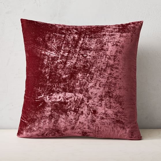Lush Velvet Pillow Cover, Set of 2, Washed Ruby, 20"x20" - Image 0