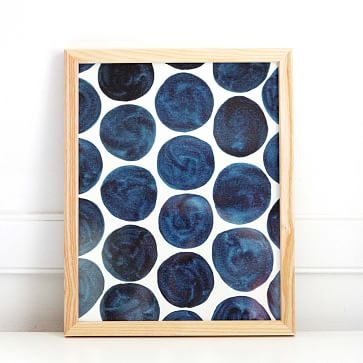 Pauline Stanley Studio Wall Art, Blue Dots, Wood Frame, Blue & White - Image 0