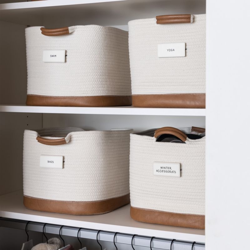 NeatMethod Vegan Bone White Leather Rope Storage Bin - Image 2