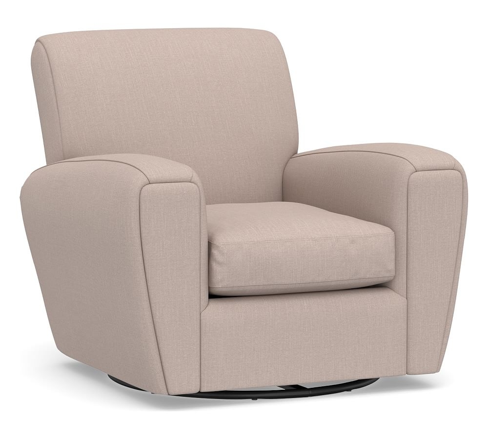 Manhattan Square Arm Upholstered Swivel Armchair, Polyester Wrapped Cushions, Performance Heathered Tweed Desert - Image 0