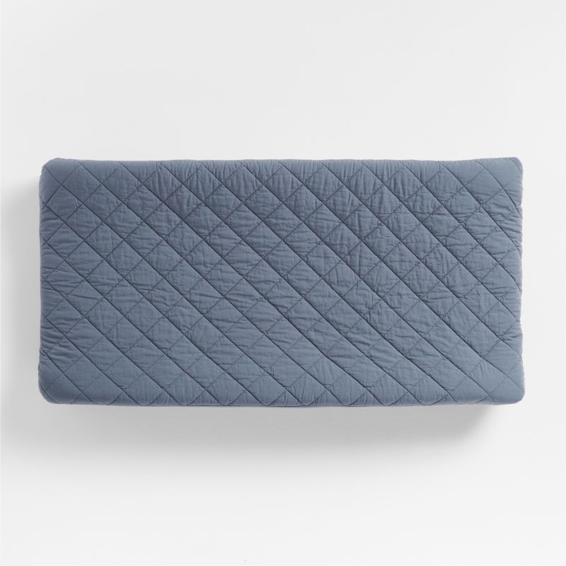 Cozy Cloud Slate Blue Washed Organic Cotton Changing Pad Cover - Image 1