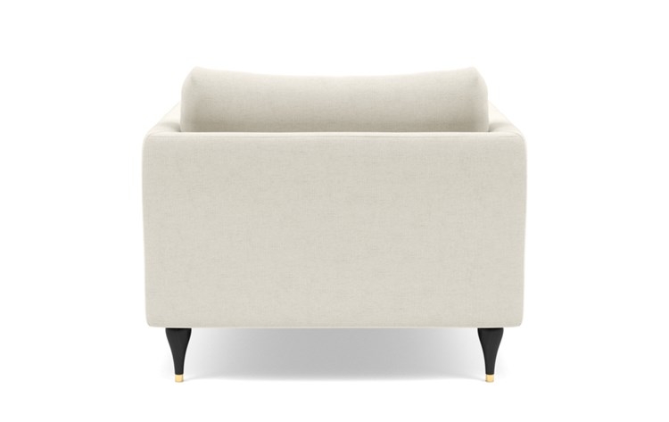 Owens Chaise Chaise Lounge with White Chalk Fabric, standard down blend cushions, extended chaise, and Matte Black with Brass Cap legs - Image 3