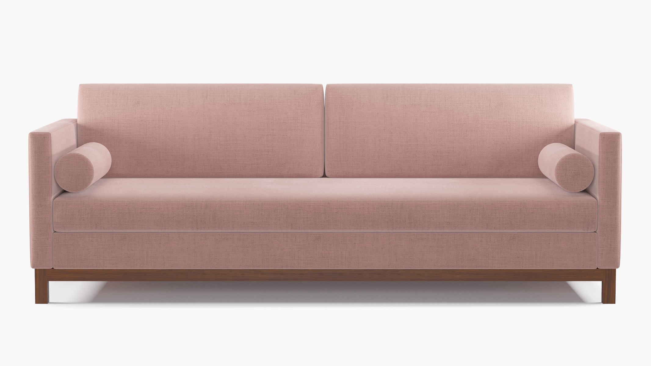 Tailored Tuxedo Sofa, Blush Everyday Linen, Walnut Wood Rail - Image 0