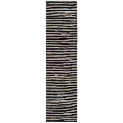 Gabryella Striped Handmade Flatweave Cotton Black/Multi Area Rug - Image 0