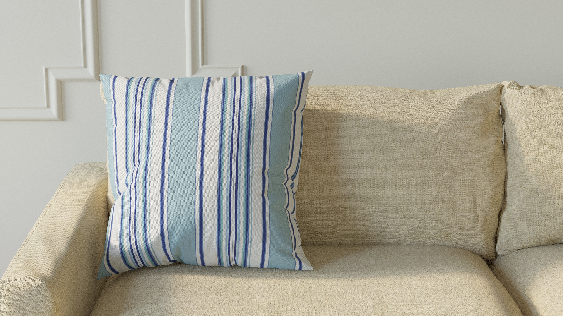 Throw Pillow 20", Porcelain Austin Stripe, 20" x 20" - Image 2