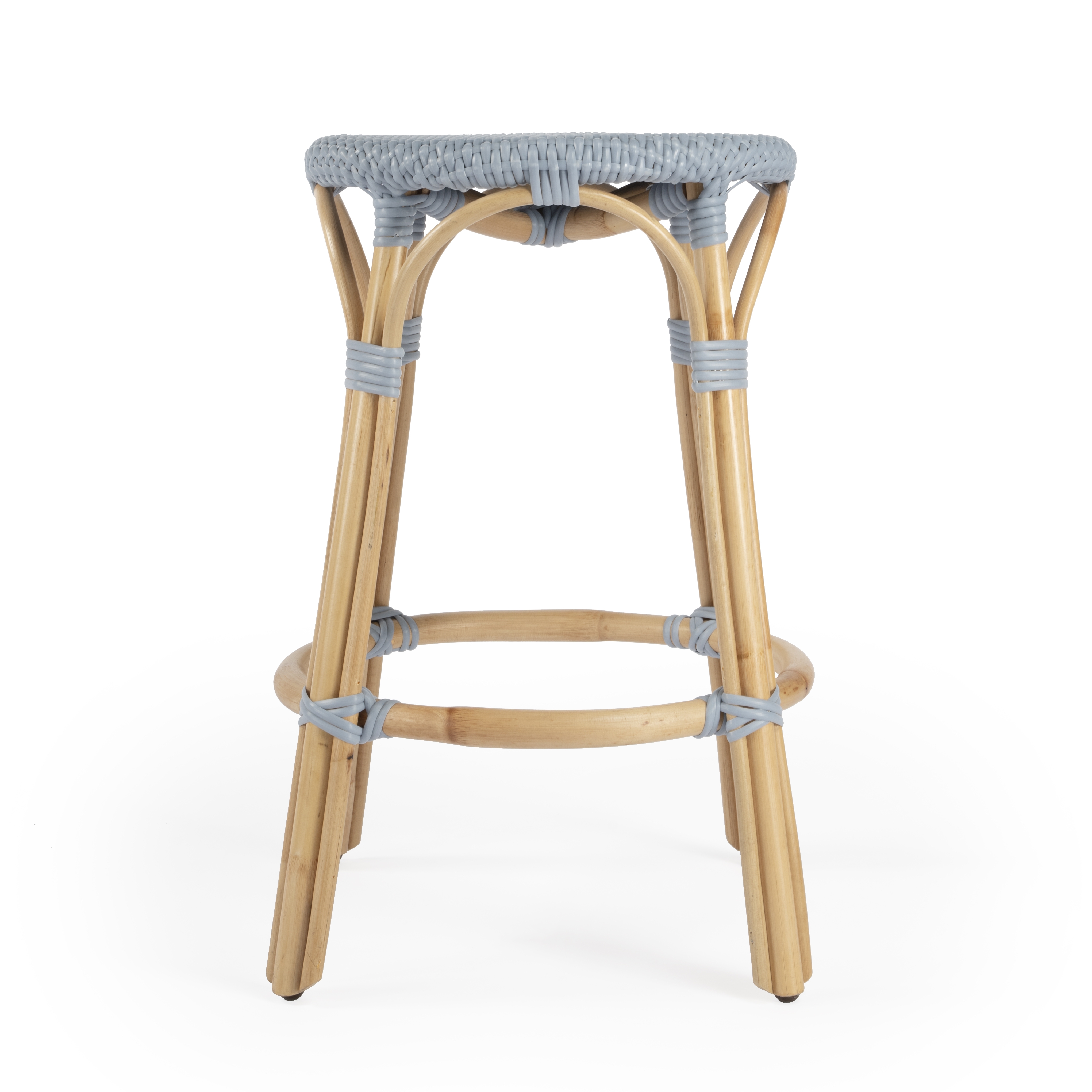 Tobias Baby Blue/ Natural Rattan Frame Counter Stool - Image 1
