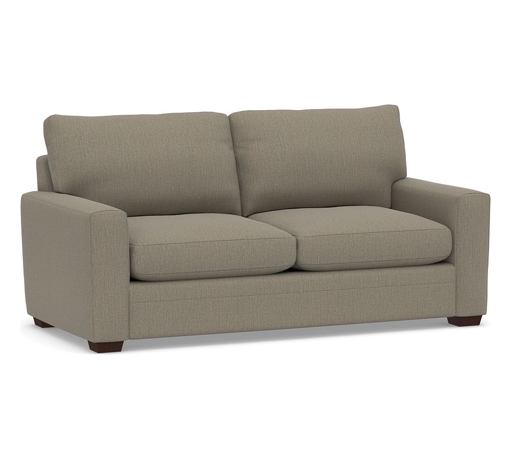 Pearce Modern Square Arm Upholstered Grand Sofa 84", Down Blend Wrapped Cushions, Chenille Basketweave Taupe - Image 0
