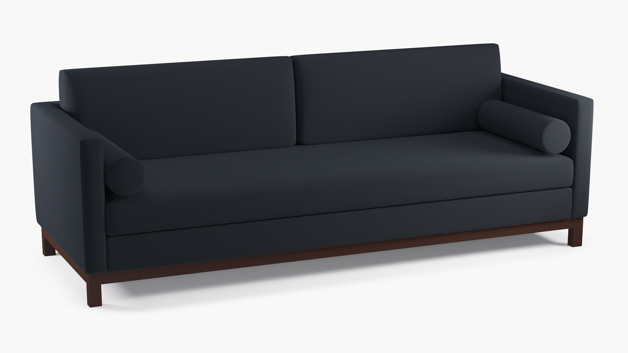 Tailored Tuxedo Sofa, Navy Everyday Linen, Walnut - Image 1