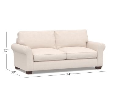 PB Comfort Roll Arm Upholstered Sleeper Sofa, Box Edge Memory Foam Cushions, Textured Basketweave Black - Image 2