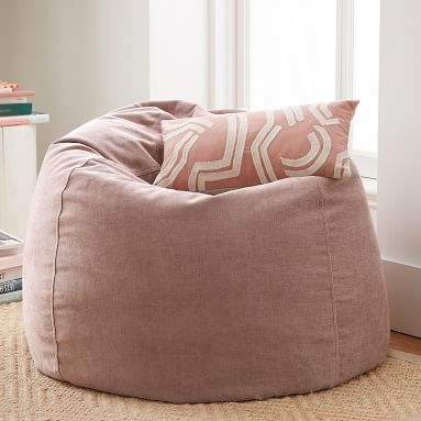 west elm x pbt Velvet Bean Bag Chair Slipcover, Large, Distressed Velvet Light Pink - Image 2