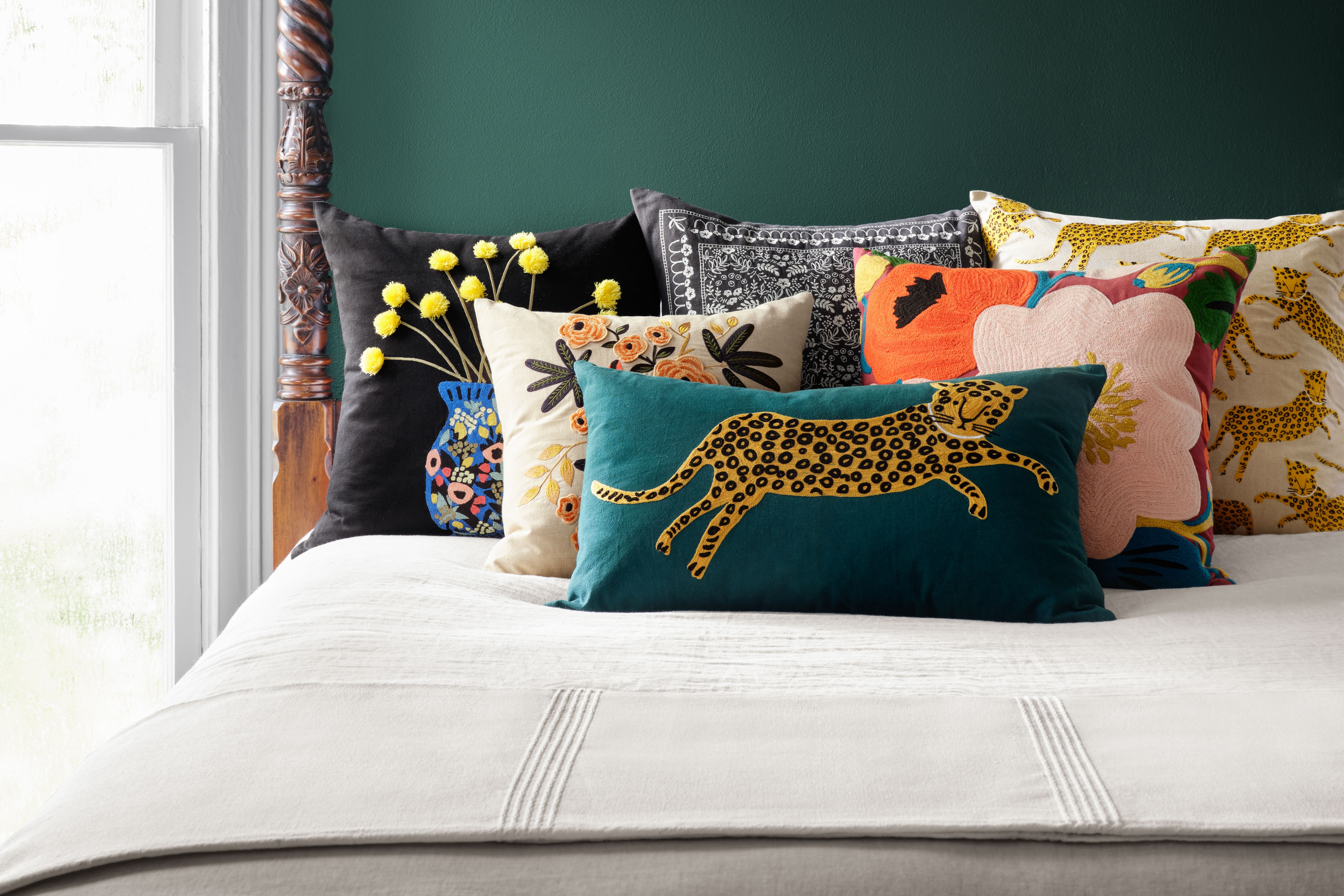 Rifle Paper Co. x Loloi Pillows Teal / Gold 16" x 26" Cover w/Down - Image 2