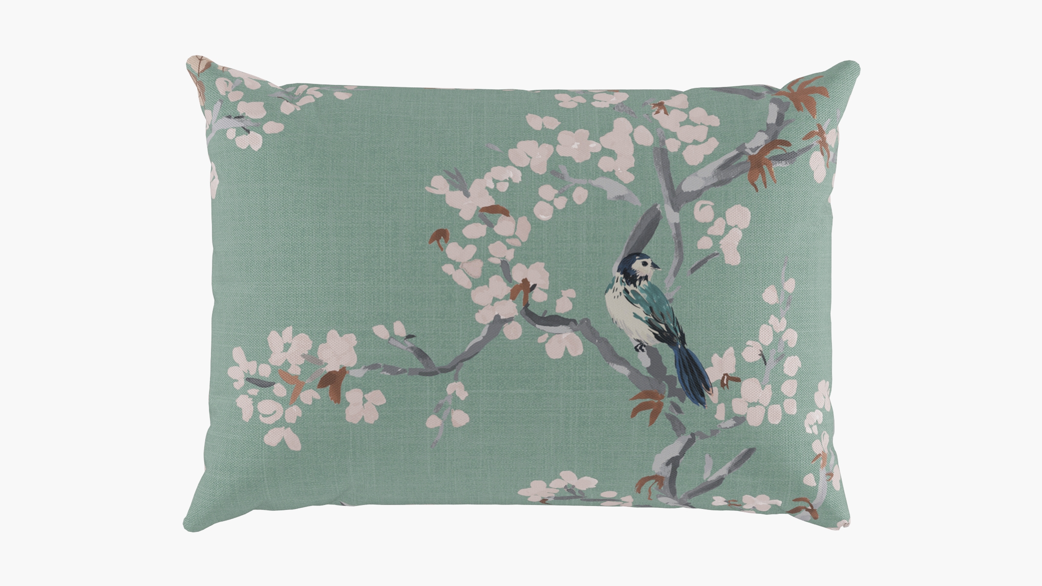 Outdoor 14" x 20" Lumbar Pillow, Mint Cherry Blossom, 14" x 20" - Image 0