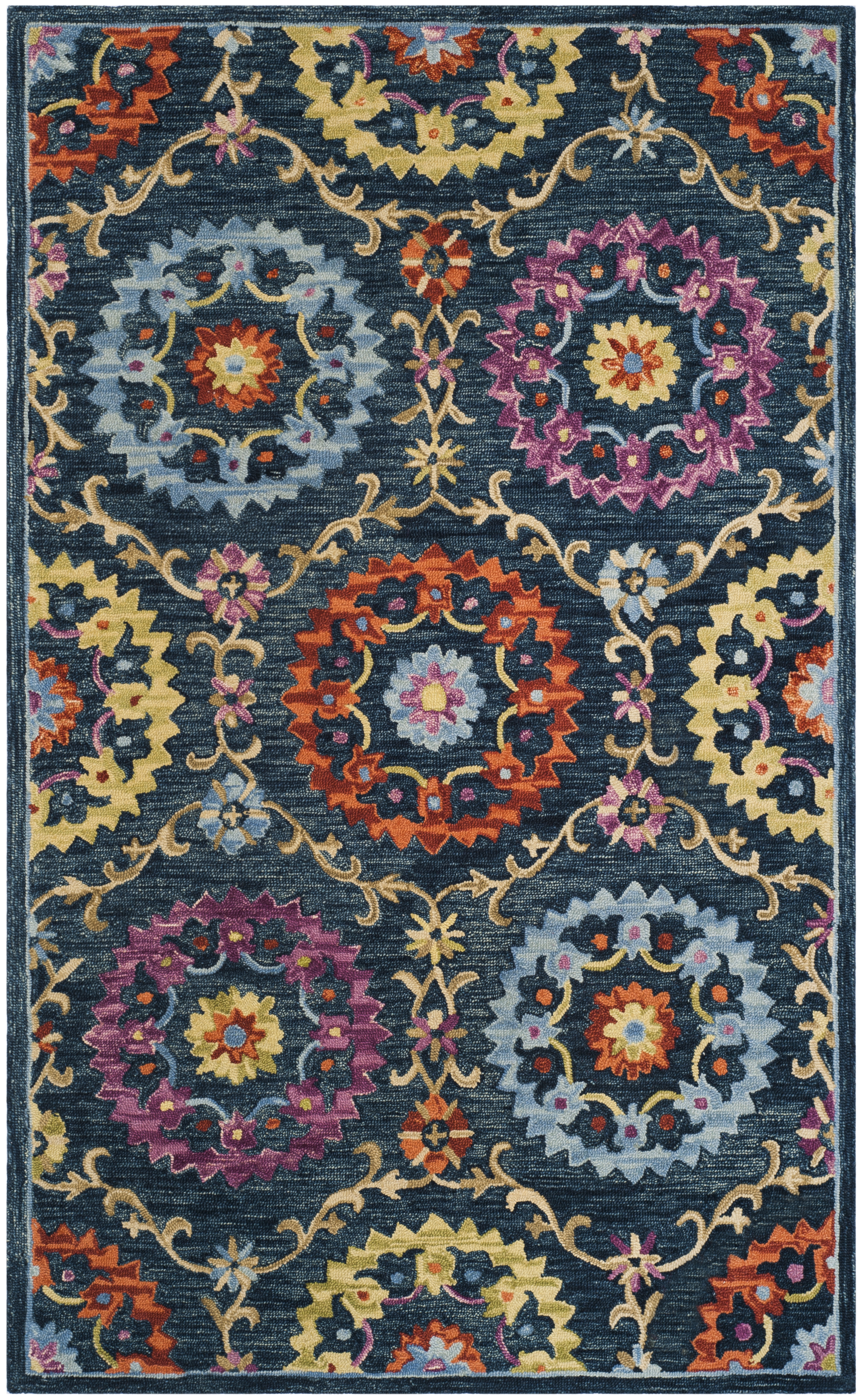 Arlo Home Hand Hooked Area Rug, SZN328A, Blue/Multi,  5' X 8' - Image 0