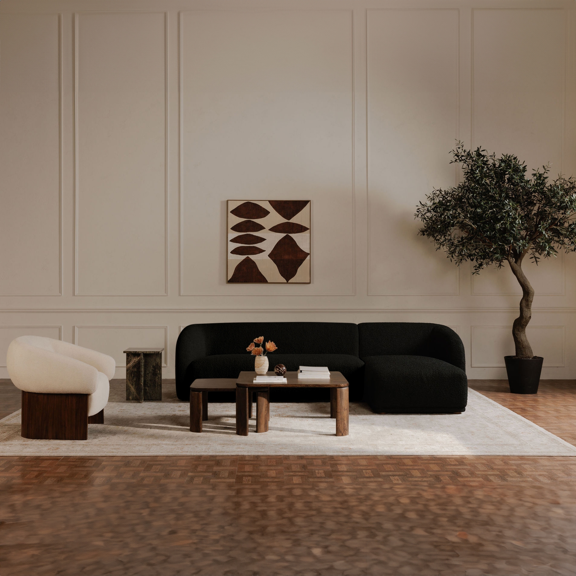 Faye Right Sectional Black Boucle - Image 5