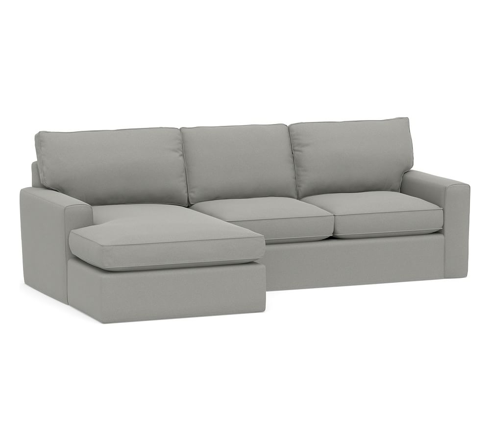 Pearce Square Arm Slipcovered Right Arm Loveseat with Wide Chaise Sectional, Down Blend Wrapped Cushions, PRF Everydaysuede(TM) Metal Gray - Image 0