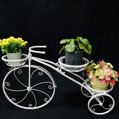 Tricycle Plant Stand,Flower Pot Cart Holder,Metal Flower Rack Display Holder Ideal For Home, Garden, Patio Great Gift For Plant Lovers (White) - Image 0
