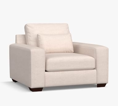 Big Sur Square Arm Upholstered Deep Seat Armchair, Down Blend Wrapped Cushions, Sunbrella(R) Performance Boss Herringbone Pebble - Image 1