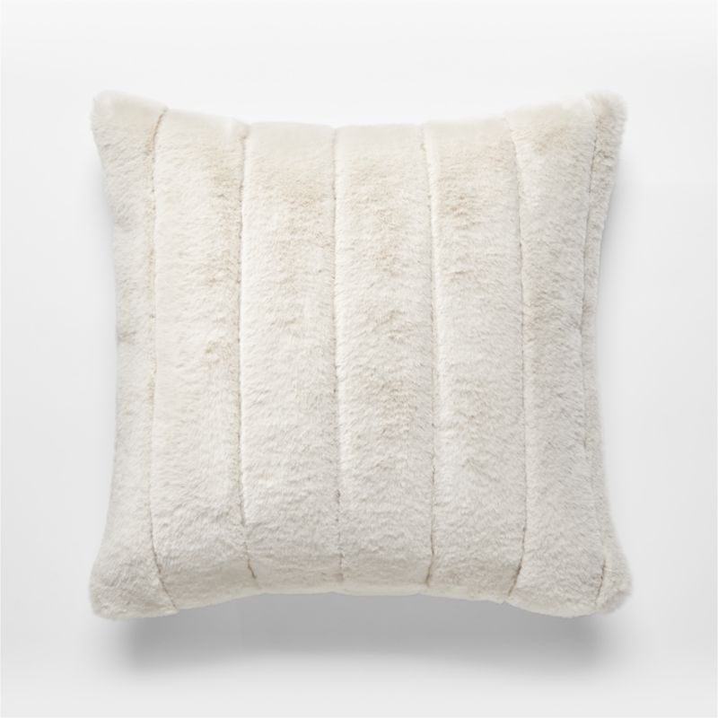 Channel Faux Fur Oat Pillow with Feather-Down Insert - Image 2