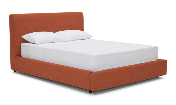 Orange Alvin Mid Century Modern Storage Bed - Sorrento Coral  - Mocha - Queen - Image 0