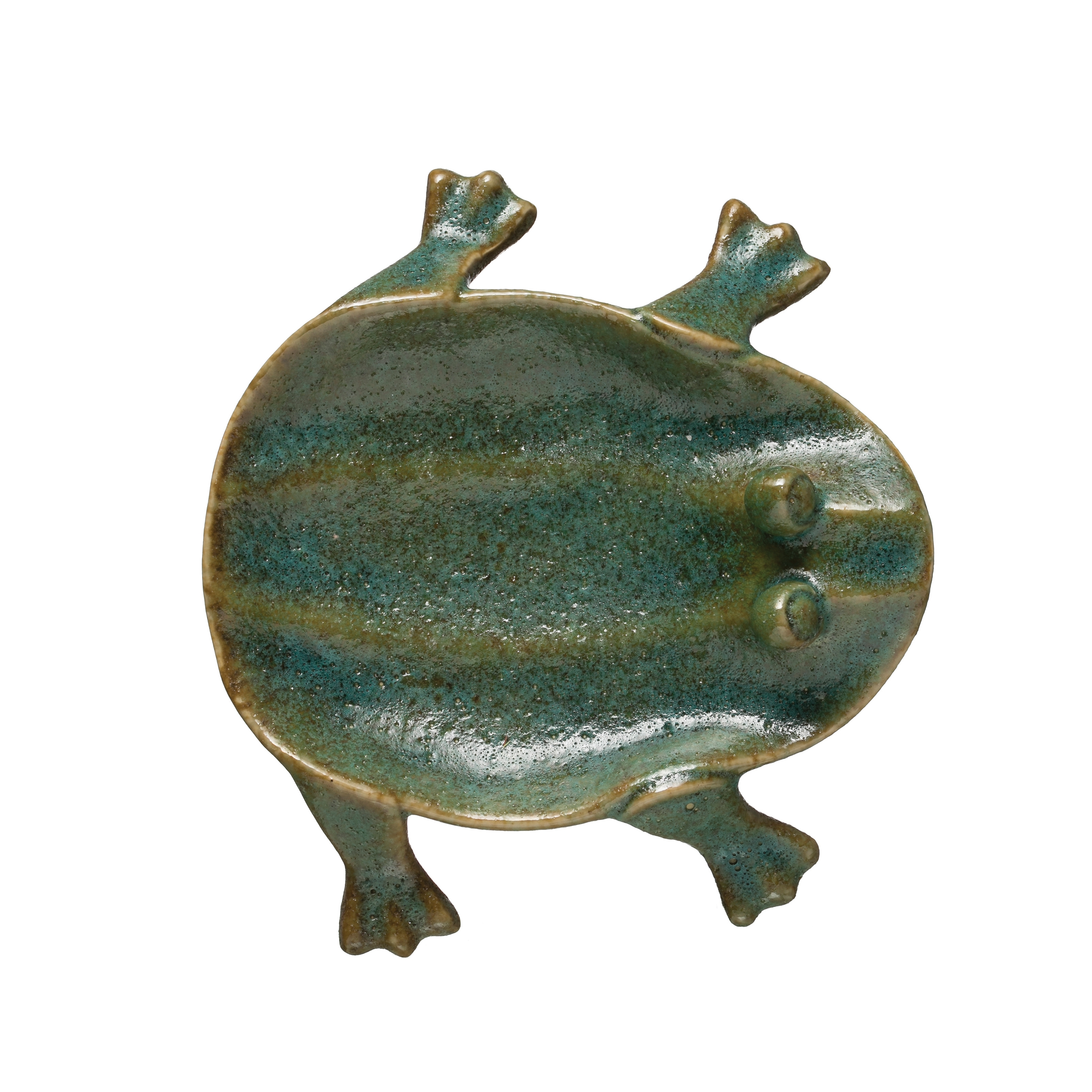 Decorative Footed Frog Dish with Reactive Glaze Finish (Each one will vary) - Image 0