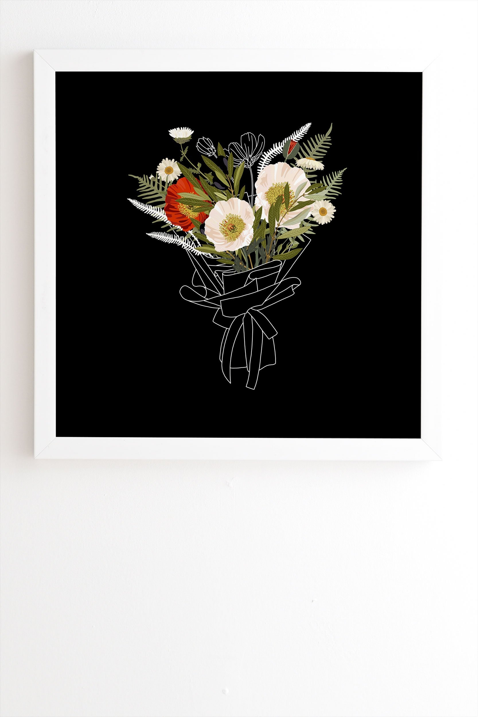 Iveta Abolina Cora Poppy White Framed Wall Art - 11" x 13" - Image 1