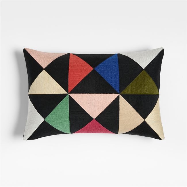 Embroidered Totem 22"x15" Multicolor Throw Pillow Cover by Charles & Ray Eames - Image 0