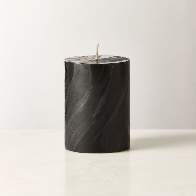 Tour Black Swirl Pillar Candle 3"X4" - Image 0