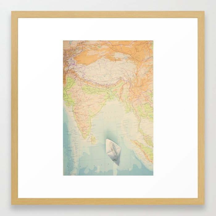 Map Iii Framed Art Print by Ingrid Beddoes Photography - Conservation Natural - MEDIUM (Gallery)-22x22 - Image 0