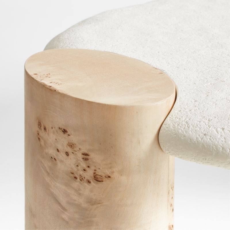 Sassolino Concrete and Burl Wood 68" Coffee Table by Athena Calderone - Image 10