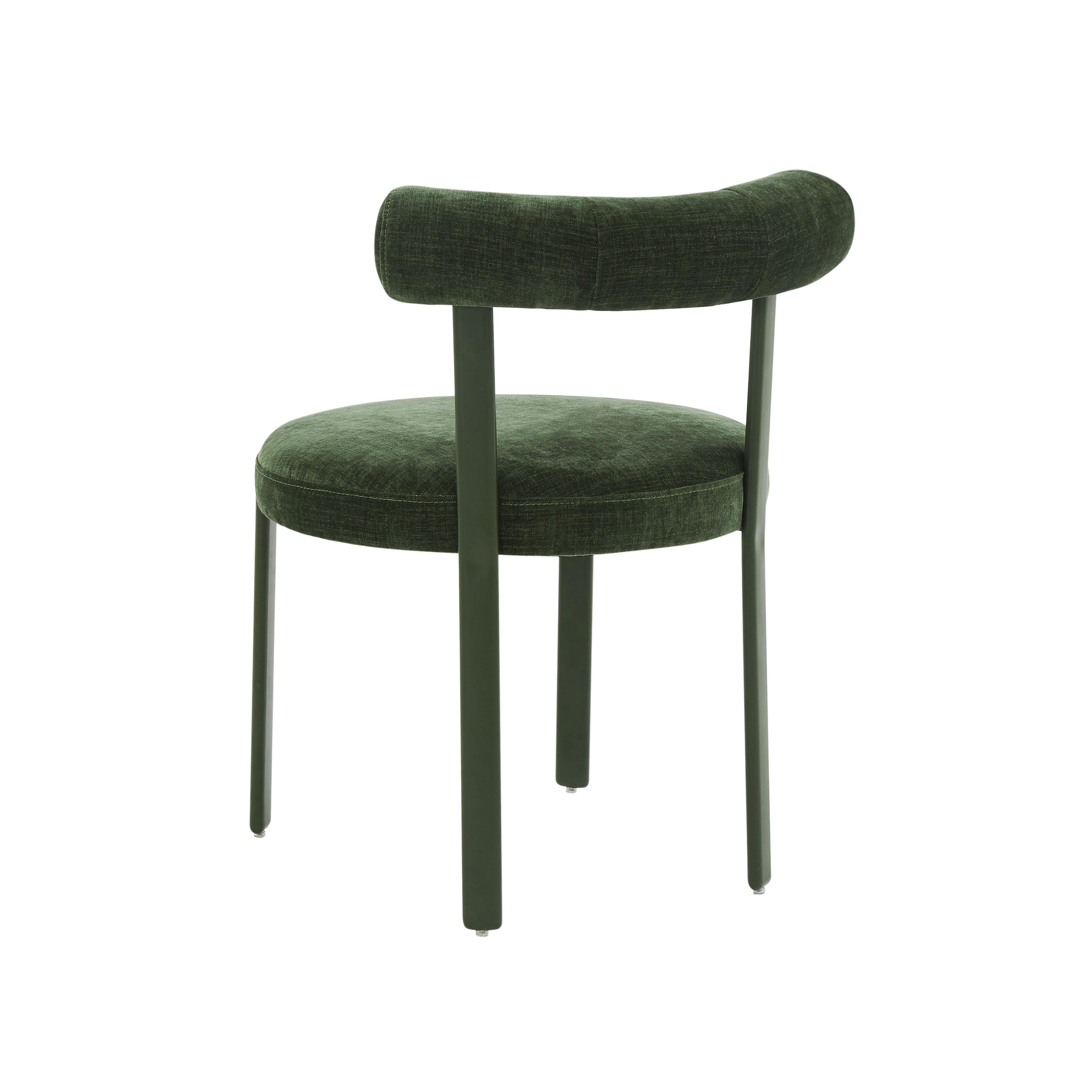 Margaret Forest Green Performance Chenille Bolster Back Dining Chair - Image 2