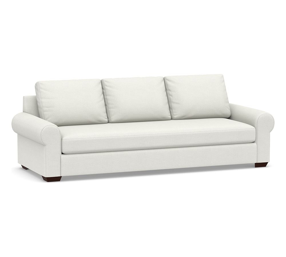 Big Sur Roll Arm Upholstered Grand Sofa 106" with Bench Cushion, Down Blend Wrapped Cushions, Basketweave Slub Ivory - Image 0
